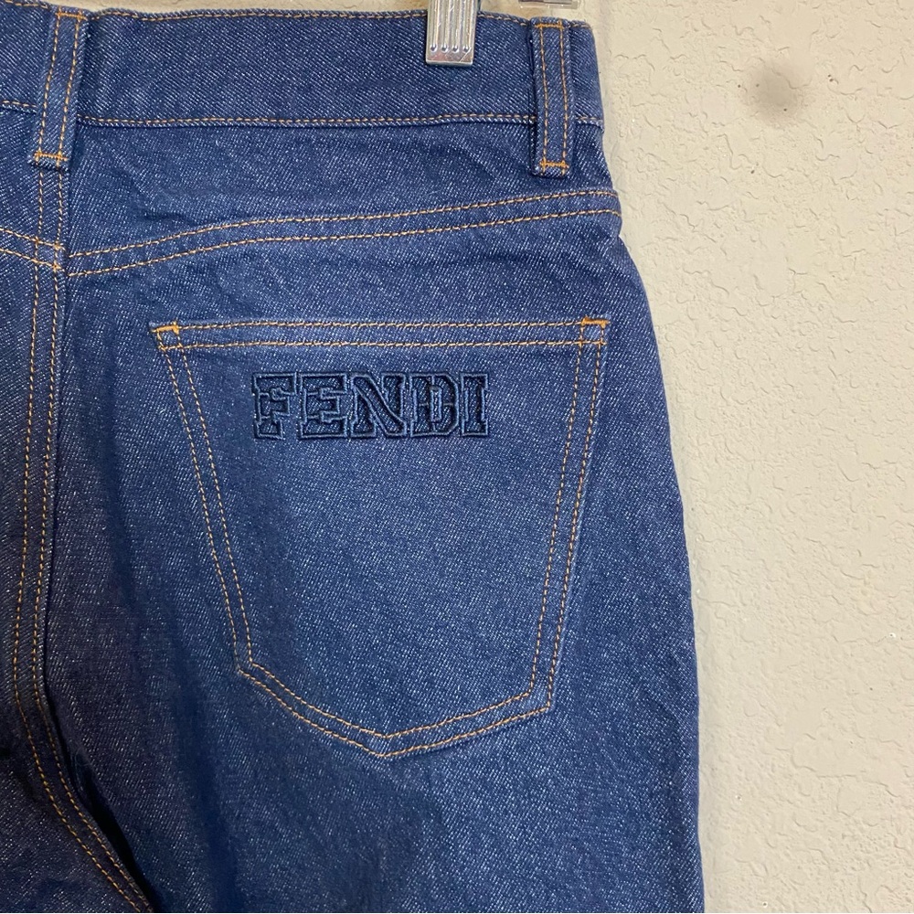 Fendi Wide Dark Wash Women's Size 42/6 Rigid Cotton Trouser Jeans Authentic - Picture 9 of 16